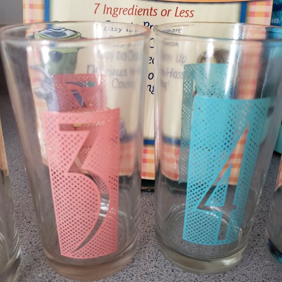 Mid Century Retro Vintage Party Glasses Set 6 Numbered Glasses Juice Tumblers - Picture 8 of 10
